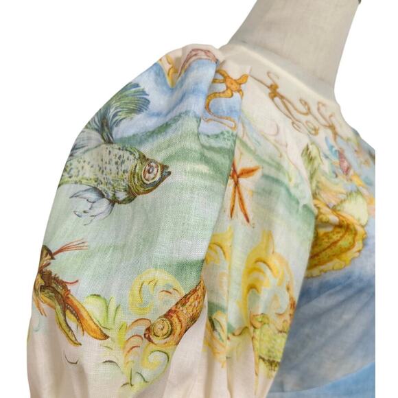 ALEMAIS + Sam Pauletto Emerald Cove linen-gauze midi dress US 4 - Picture 7 of 9